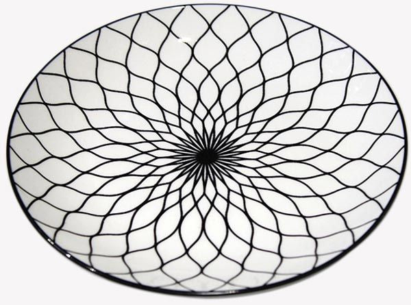 Assiette 19,5x2,3cm, motif design, peinte à la main,