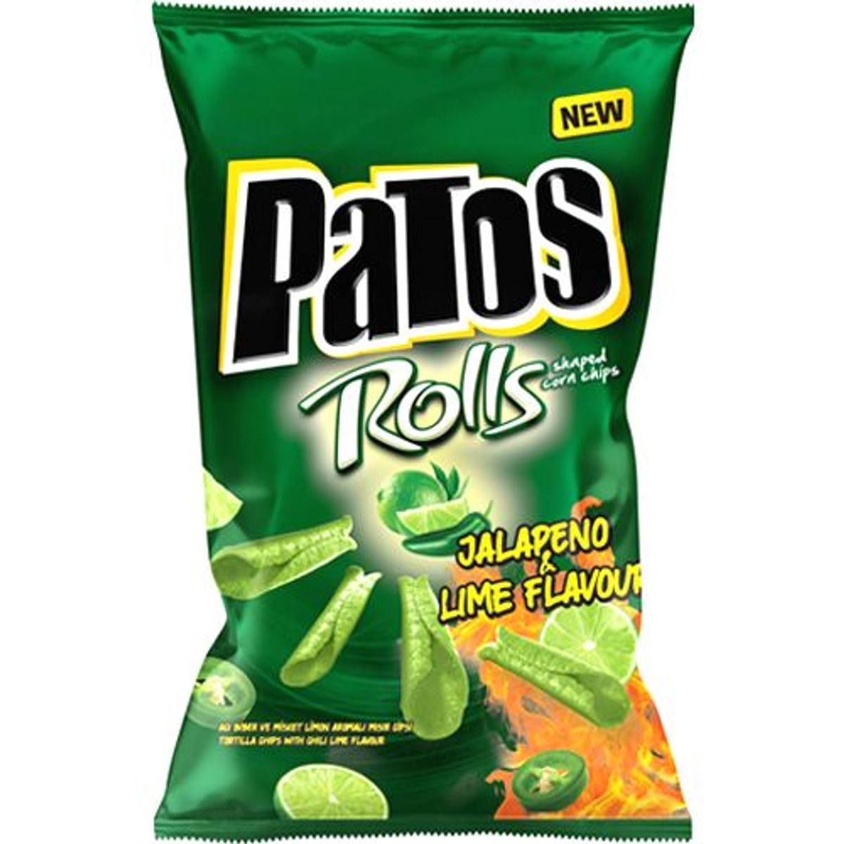 Patos-S Rolls saveur jalapeño piquant et citron vert – 109 g x 24 unités