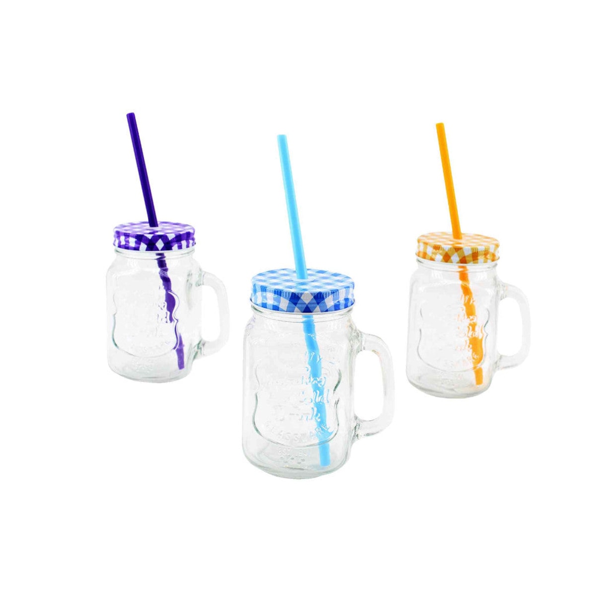 Bouteille en verre 480 ml avec couvercle à vis et paille