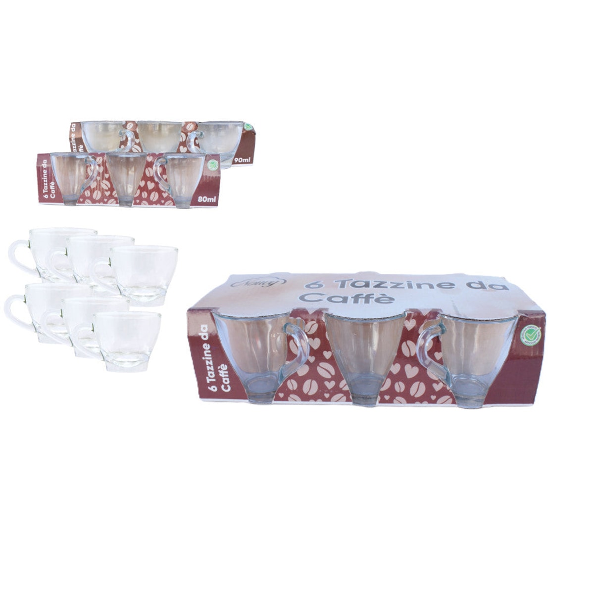 Tasse à café en verre 80 ml Cappuccino 6 pièces