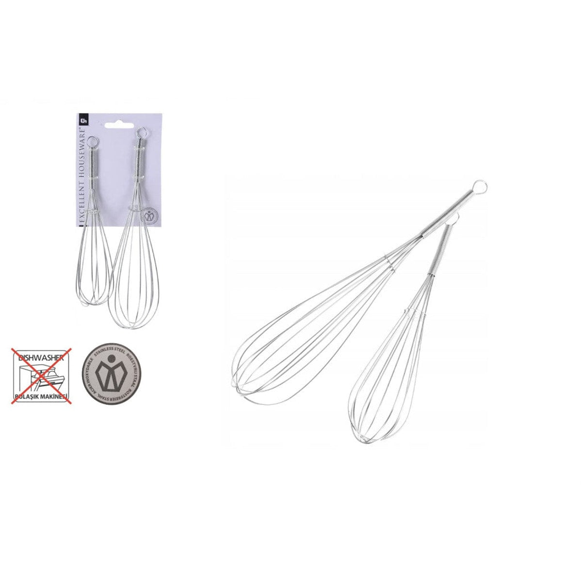 Ensemble de 2 fouets en acier inoxydable