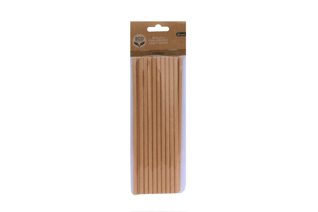 🌿 Pailles en Papier Kraft Naturel – Lot de 20