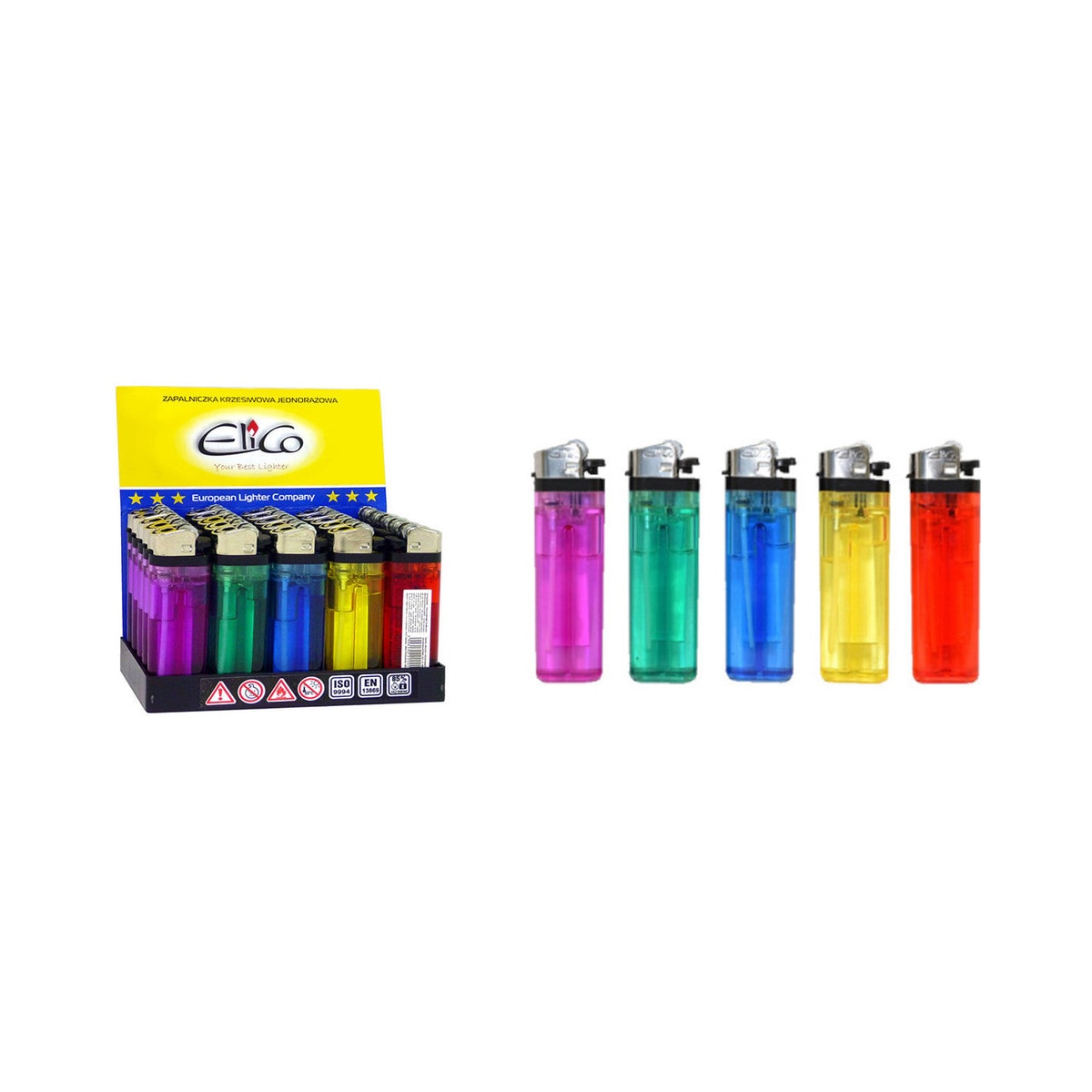 Briquet jetable transparent couleurs mix
