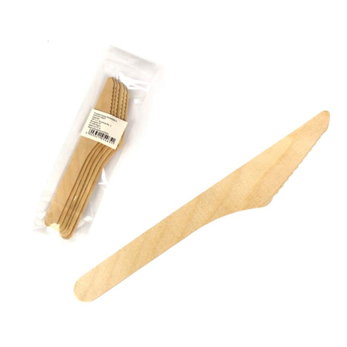 Couteau jetable en bois 16 cm - lot de 6