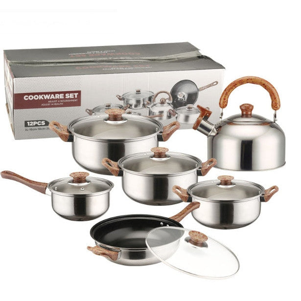 Ensemble de casseroles avec couvercles, bouilloire, poêle, casserole, lot de 12 pièces