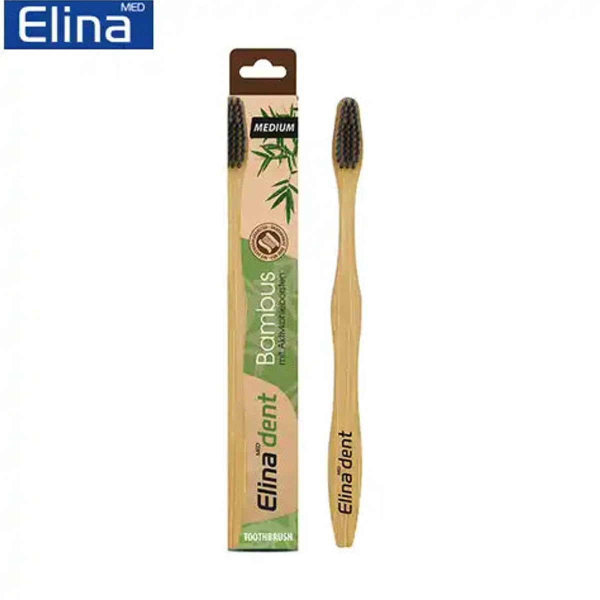 Brosse à dents Elina bambou medium avec charbon