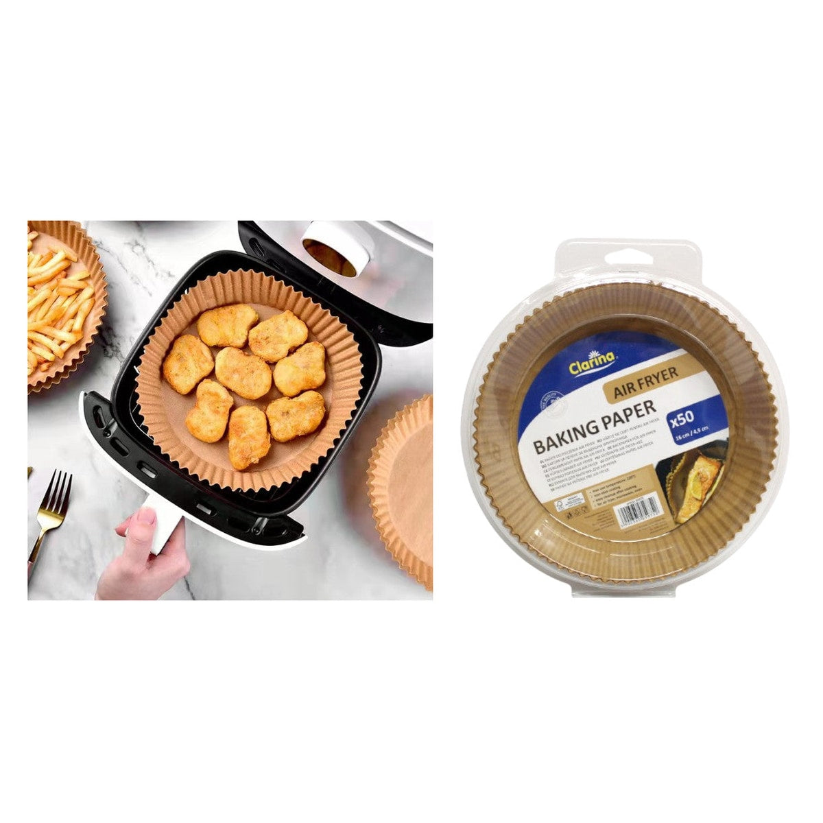 Papier cuisson rond pour Air Fryer – 50 pcs (16 cm)