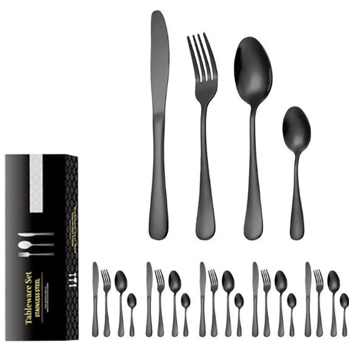 Ménagère en acier inoxydable 24 pièces NOIR