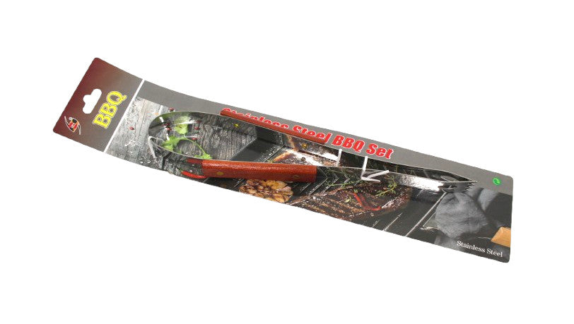 Pince à barbecue en métal avec manche en bois 33 cm