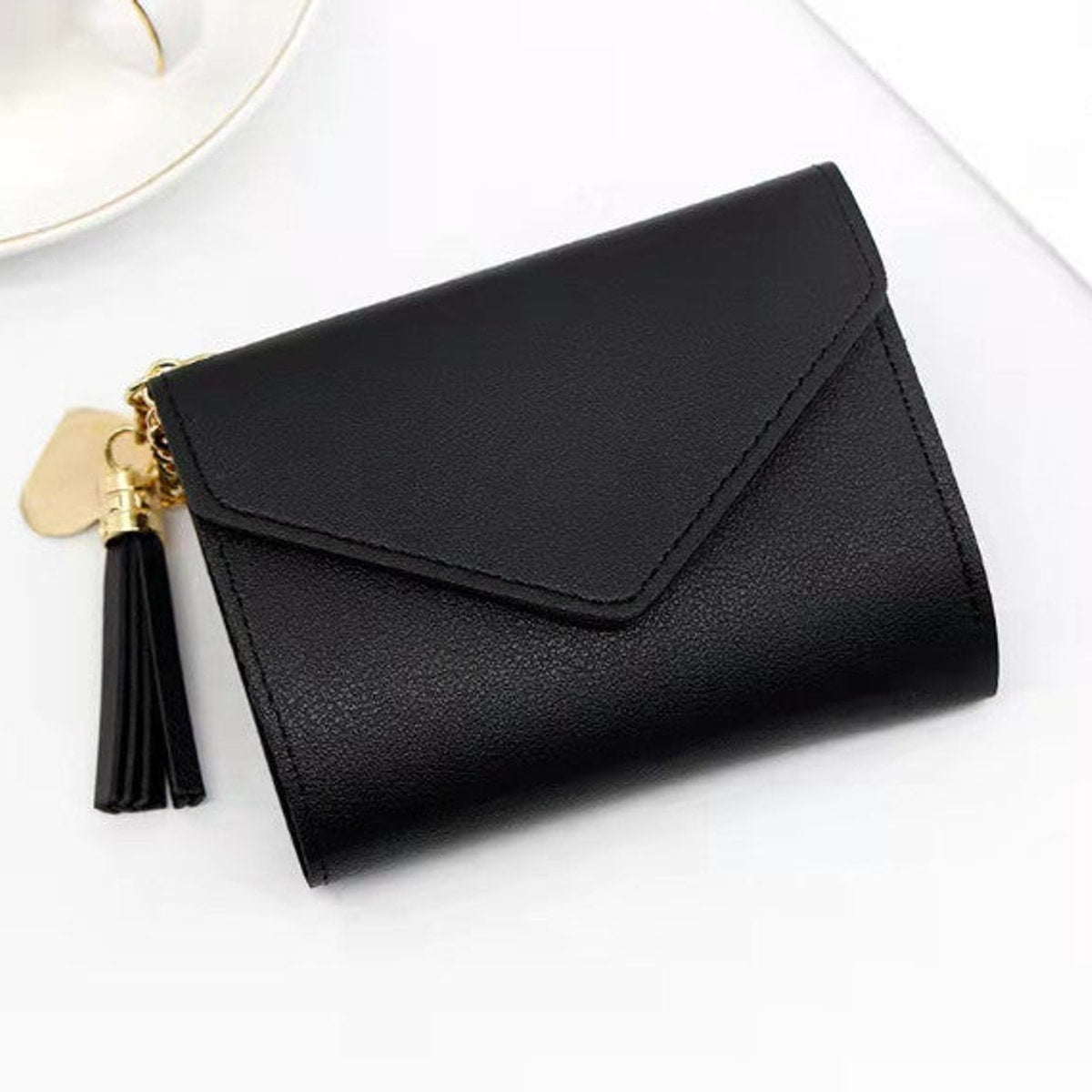 Portefeuille FEMME avec pompon Noir
