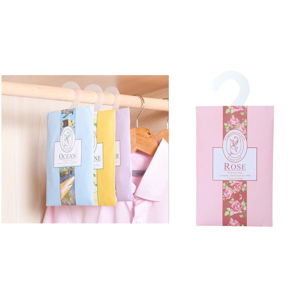 Sachet parfumé pour armoire suspendue - ROSE