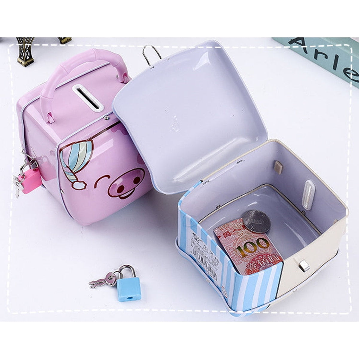 Tirelire en métal BOX avec cadenas