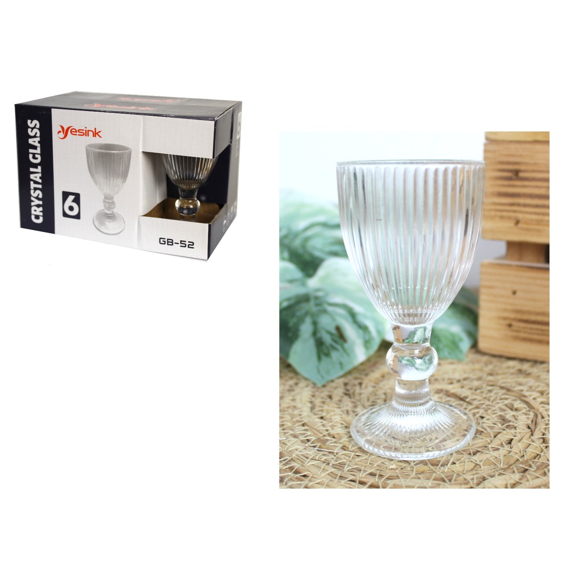 Verre à pied 60 ml, motif rayé en relief 10,5 x 5 cm - lot de 6