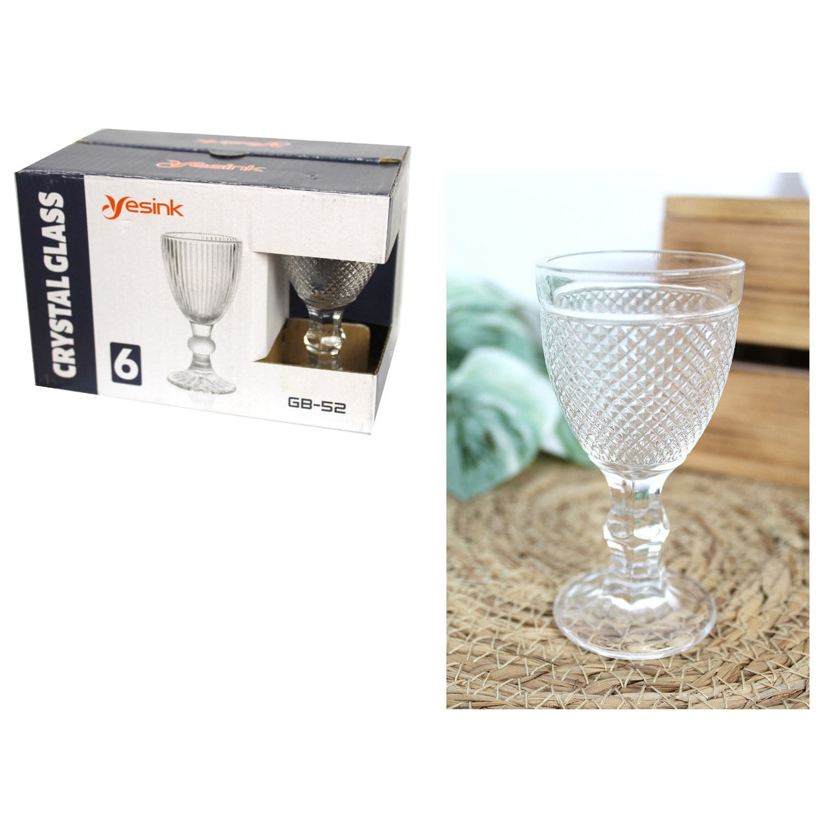 Verre à pied haut 60 ml, motif point en relief, 10,5 x 5 cm - lot de 6