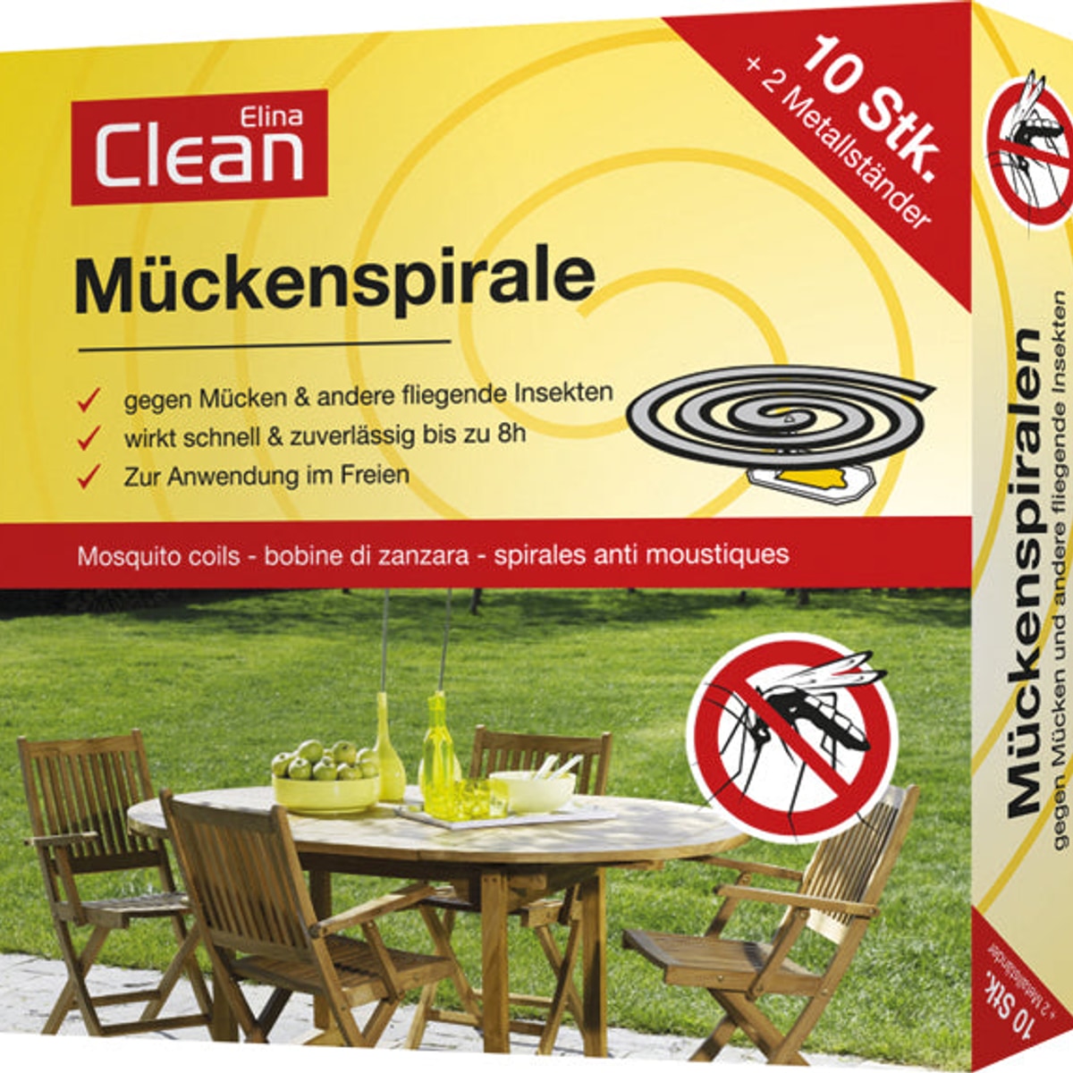 Spirale anti-moustiques, 10 pièces, citronnelle, avec 2 supports