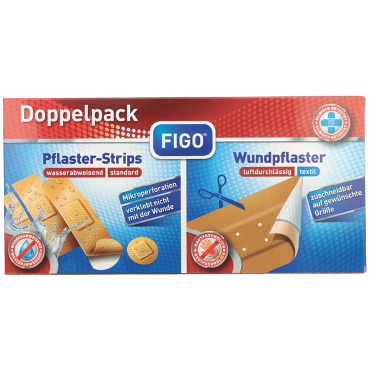 Pansements pour plaies, lot de 2 (50 x 6 cm) + 20 bandes.