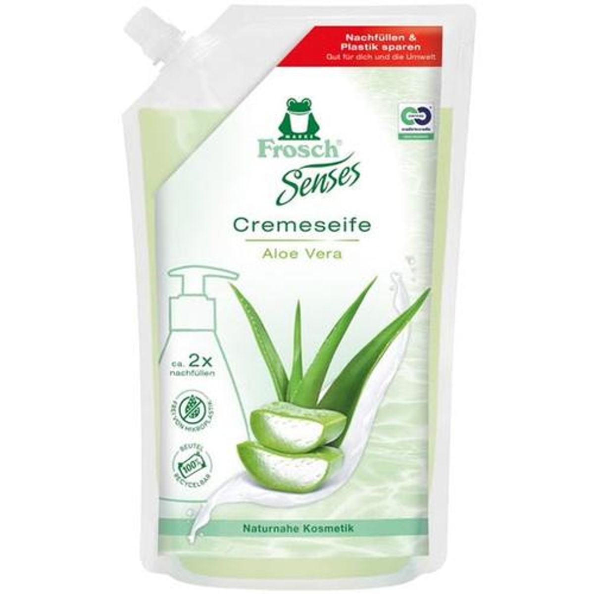 Sachet de recharge de savon crème Frosch à l'aloe vera 500 ml