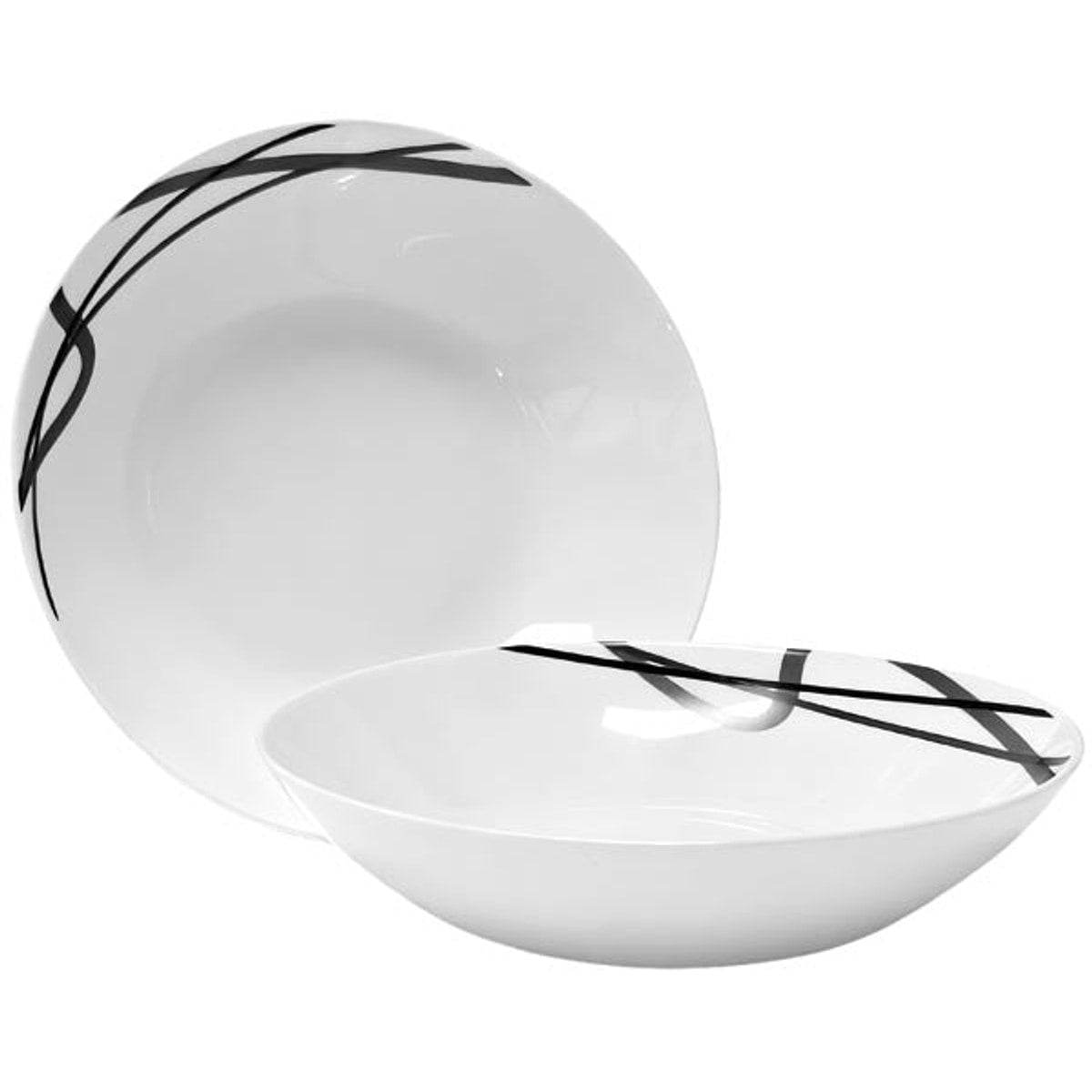 Assiette creuse Opal 20,3 cm blanche à décor noir