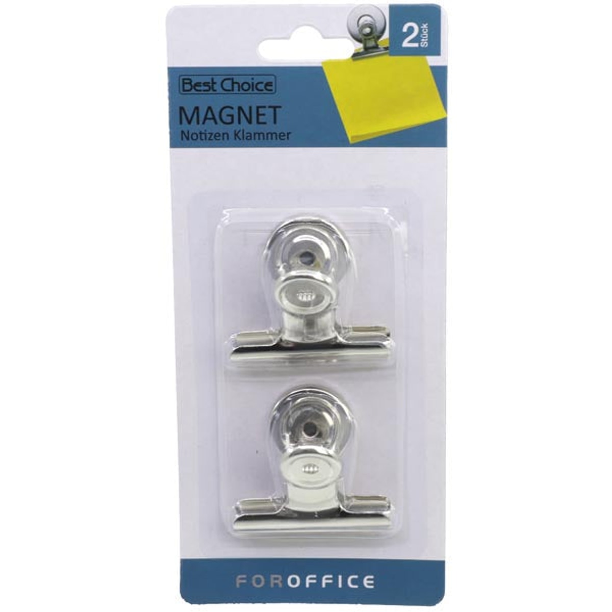 Pinces magnétiques, lot de 2, sur une carte, chacune de 5 x 4,5 cm