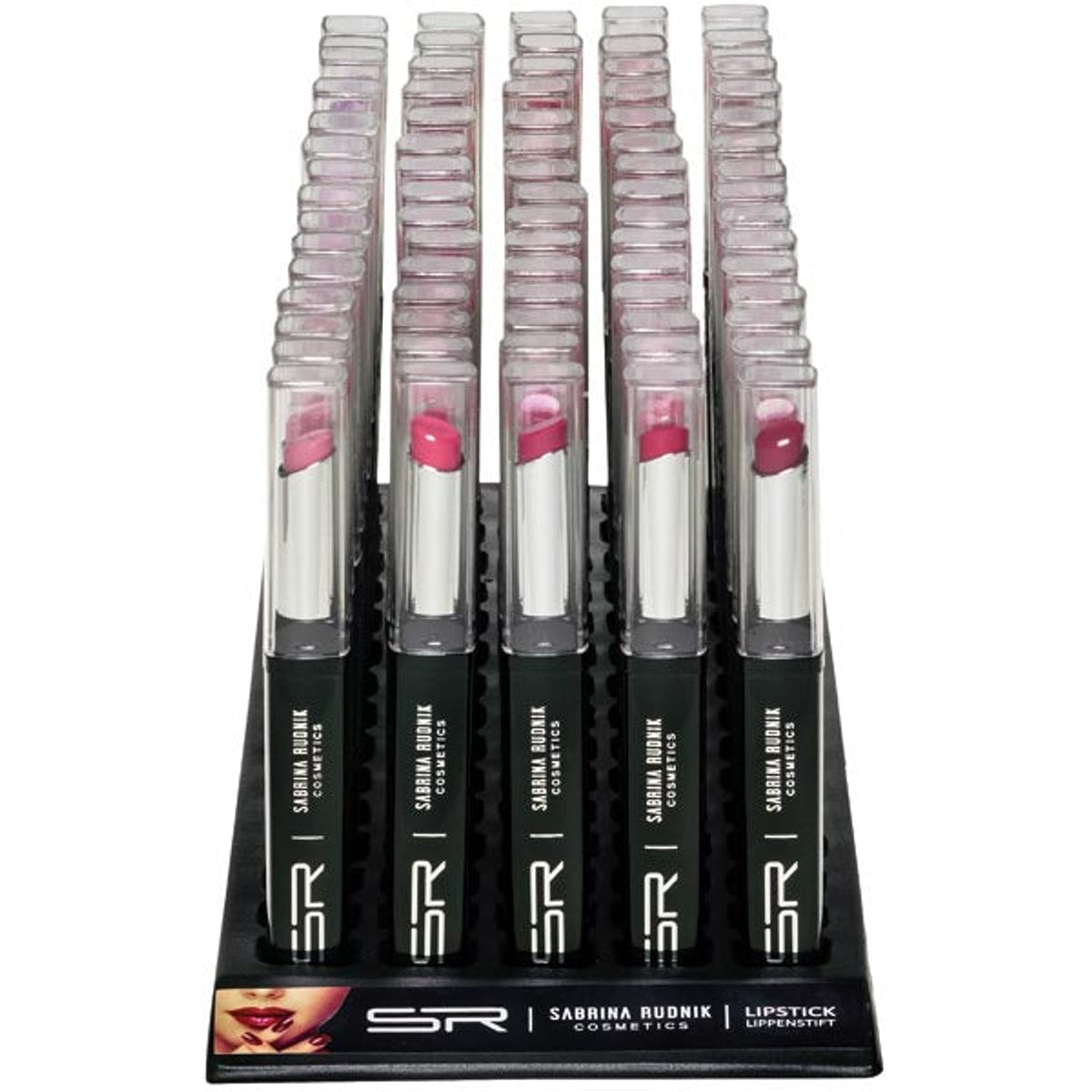 Rouge à lèvres cosmétique rouge et rose, plateau de 75 pièces, 12 couleurs