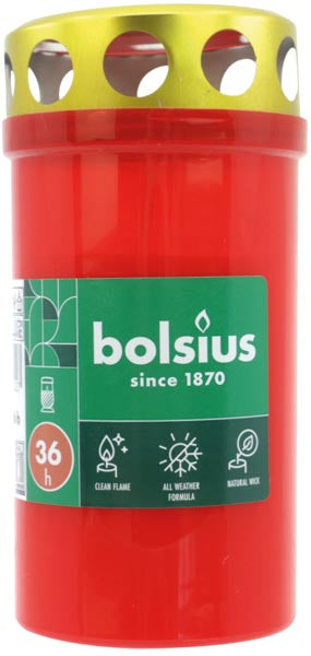 Brûleur de bougie funéraire n° 3 rouge avec couvercle doré 11 x 5,5 cm