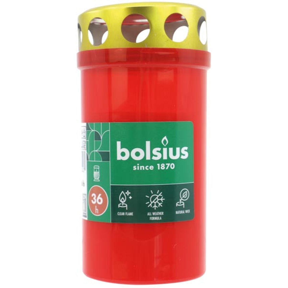 Brûleur de bougie funéraire n° 3 rouge avec couvercle doré 11 x 5,5 cm