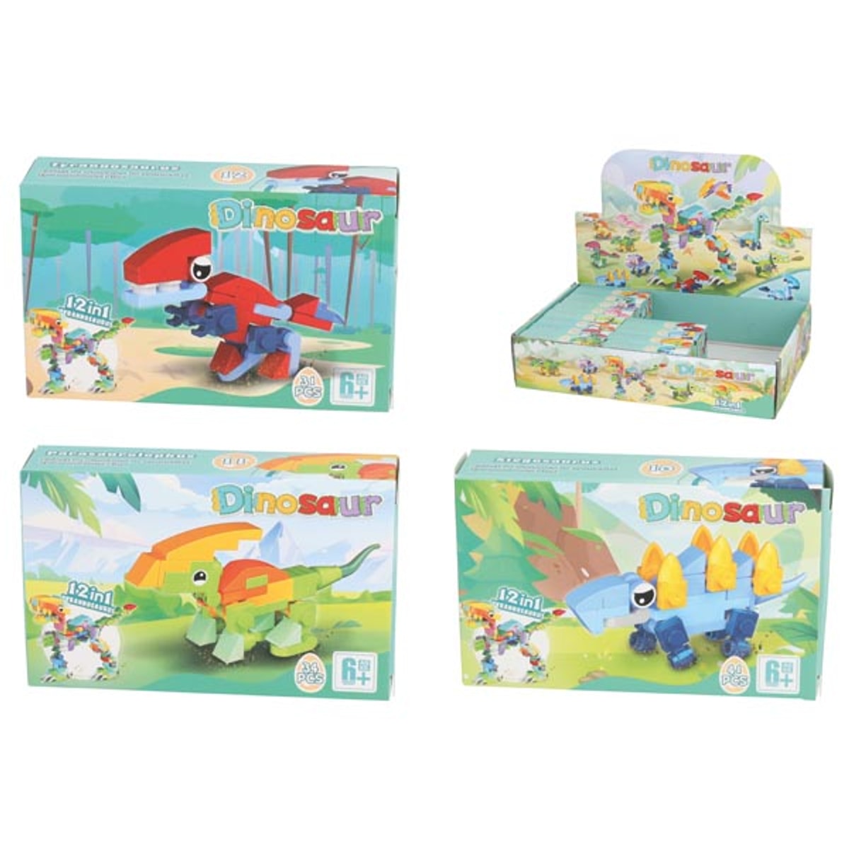 Jeu de construction de dinosaures en blocs 10x5cm, 12/s, 30 à 40 blocs de construction,
