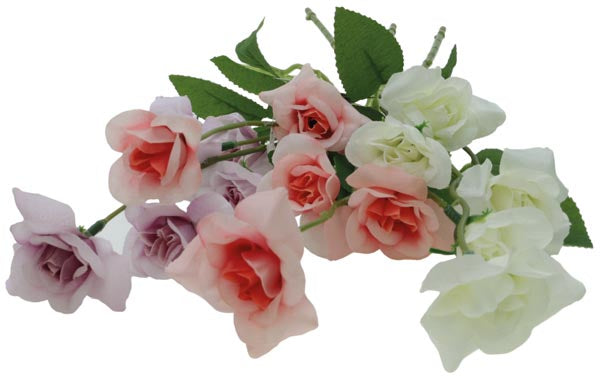 Bouquet de 5 roses, 51 cm, deux fleurs et feuillage