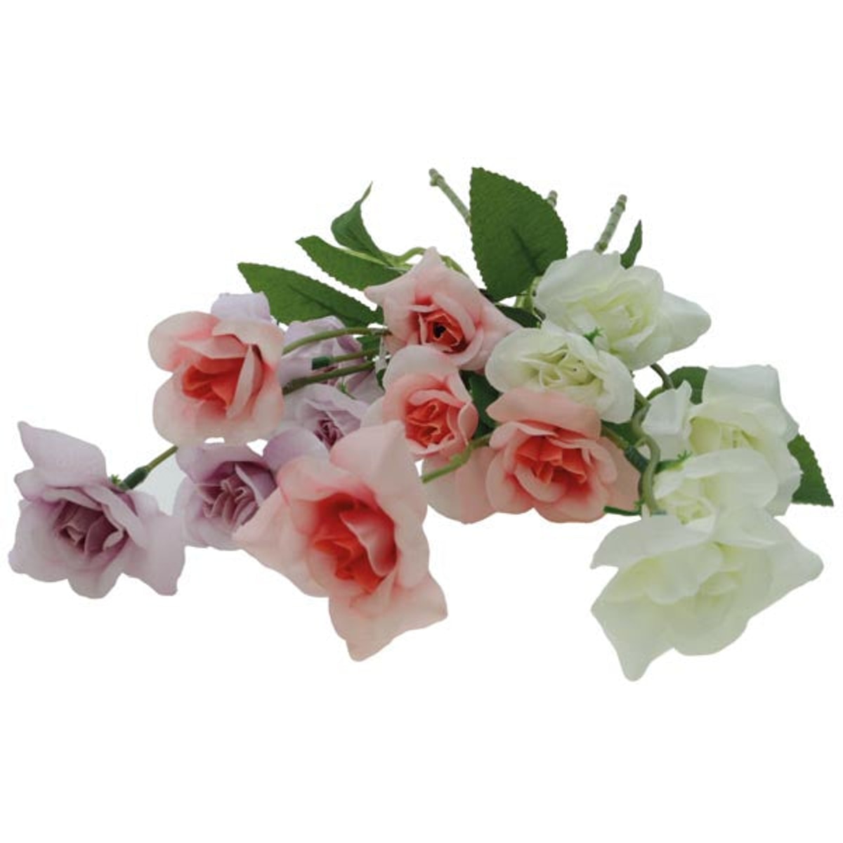 Bouquet de 5 roses, 51 cm, deux fleurs et feuillage