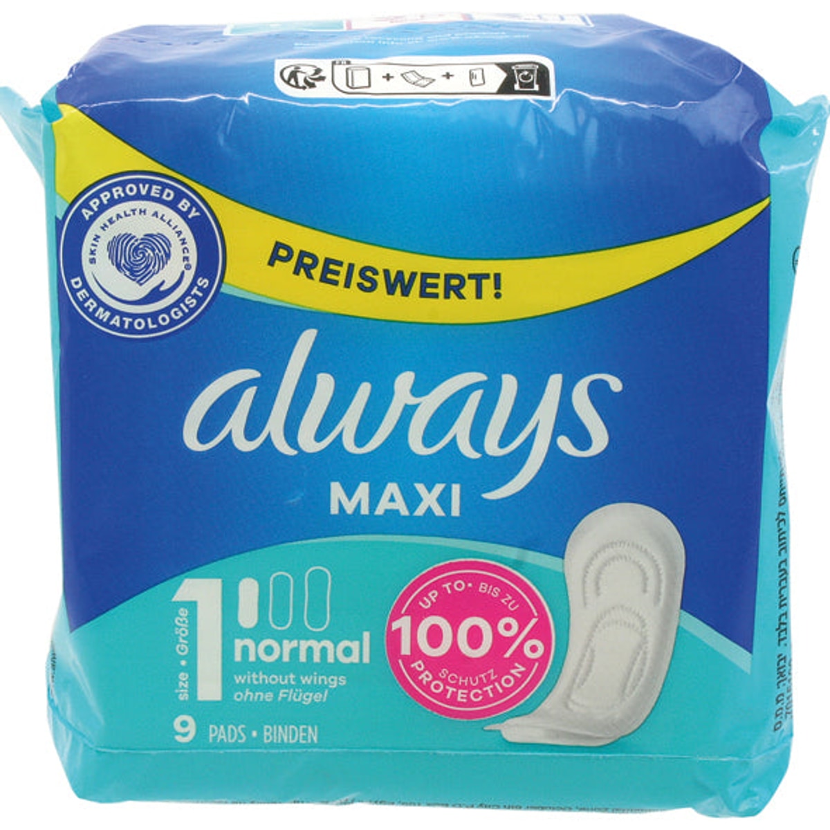 Serviettes hygiéniques ALWAYS Maxi Classic, paquet de 9