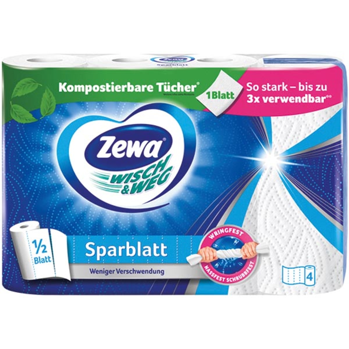 Papier essuie-tout économique Zewa Wipe&Way 4x74