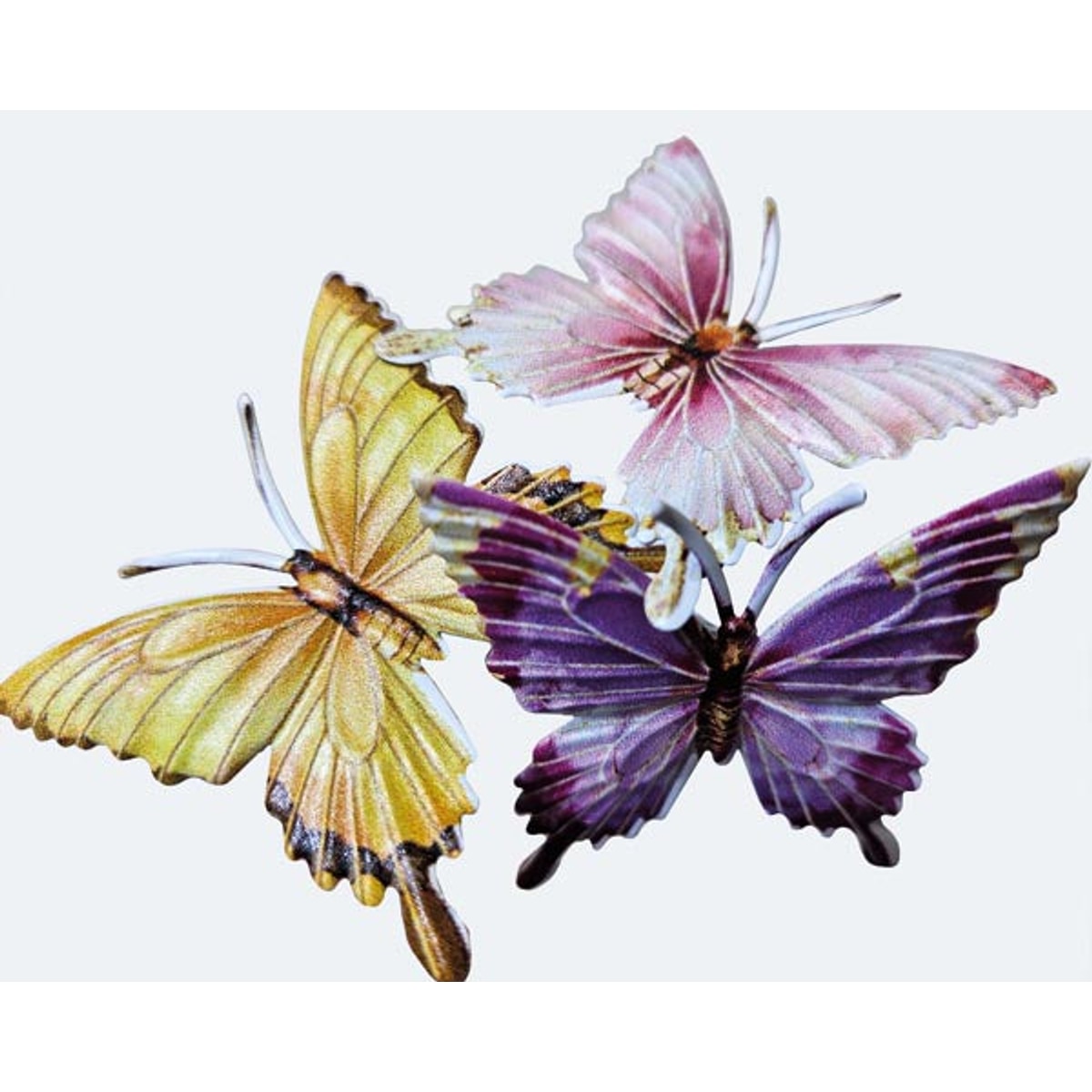 Tige florale papillon, élégamment peinte à la main, 6 x 5,5 x 26 cm