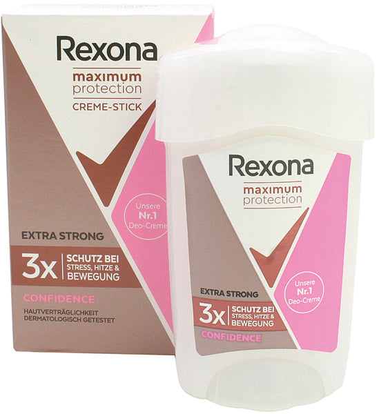 Déodorant stick Rexona 45 ml. Protection maximale. Confiance.