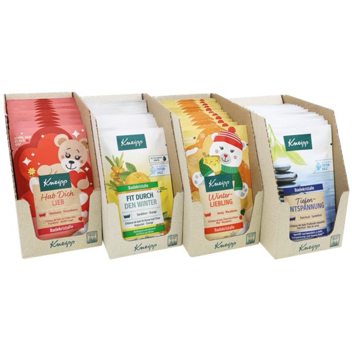 Cristaux de bain Kneipp 60 g, 4 variétés assorties