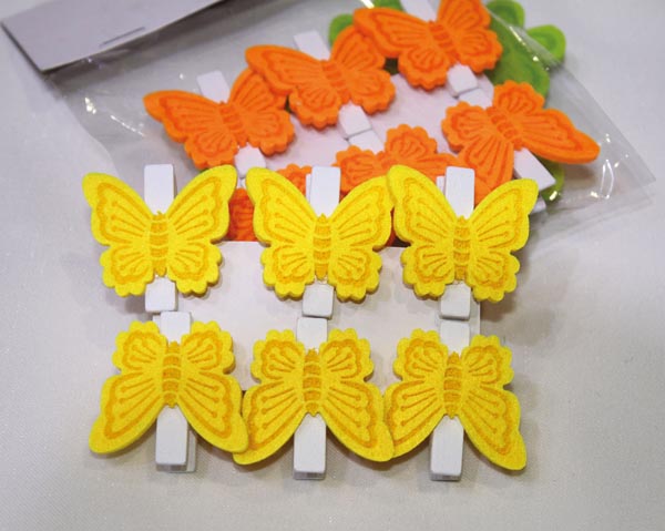 Décorations en feutrine, papillons et fleurs assortis, lot de 6