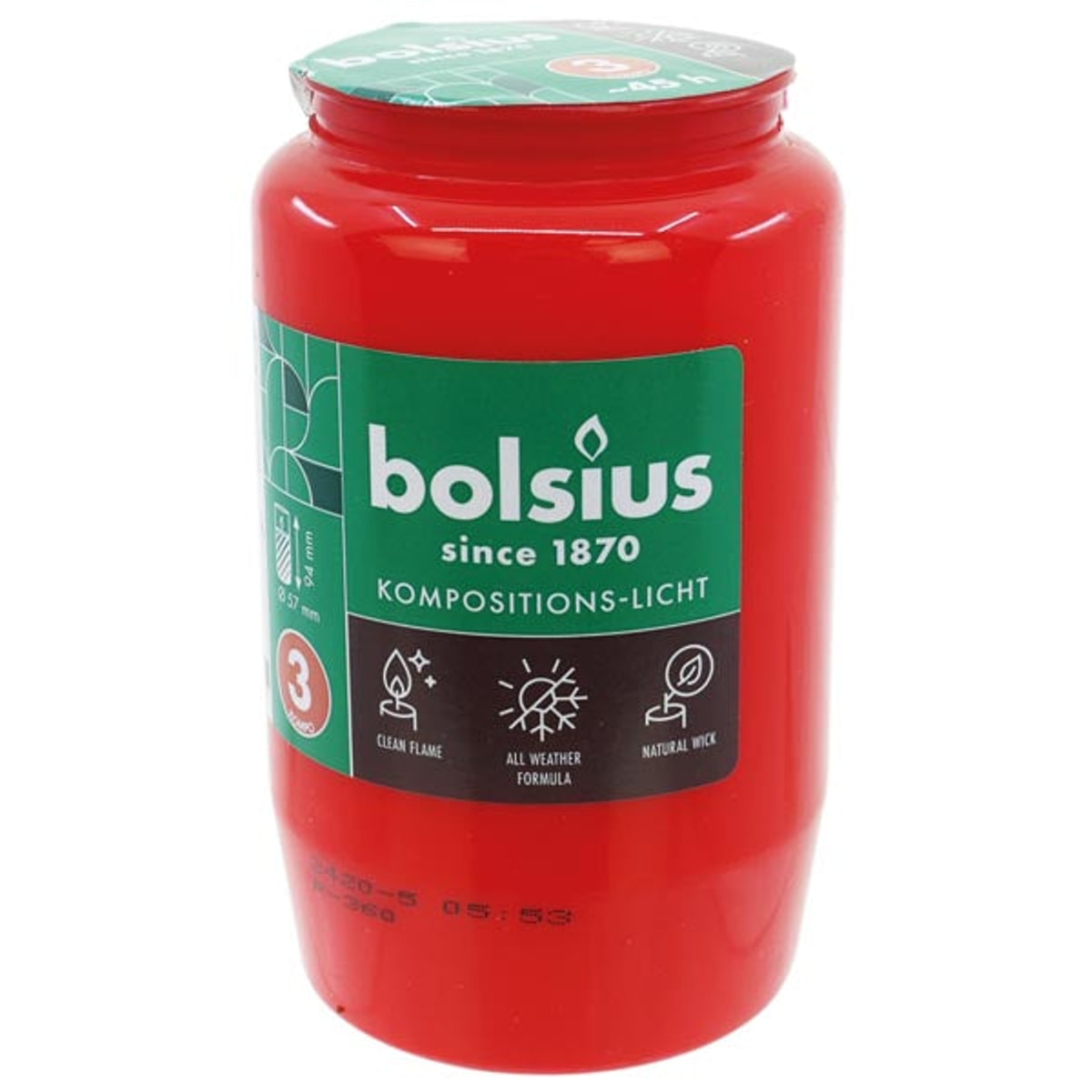 Lampe à huile pour bougie funéraire n° 3, rouge sans couvercle 9,5 x 5 cm