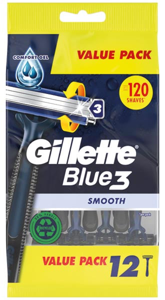 Rasoirs jetables Gillette Blue3, paquet de 12