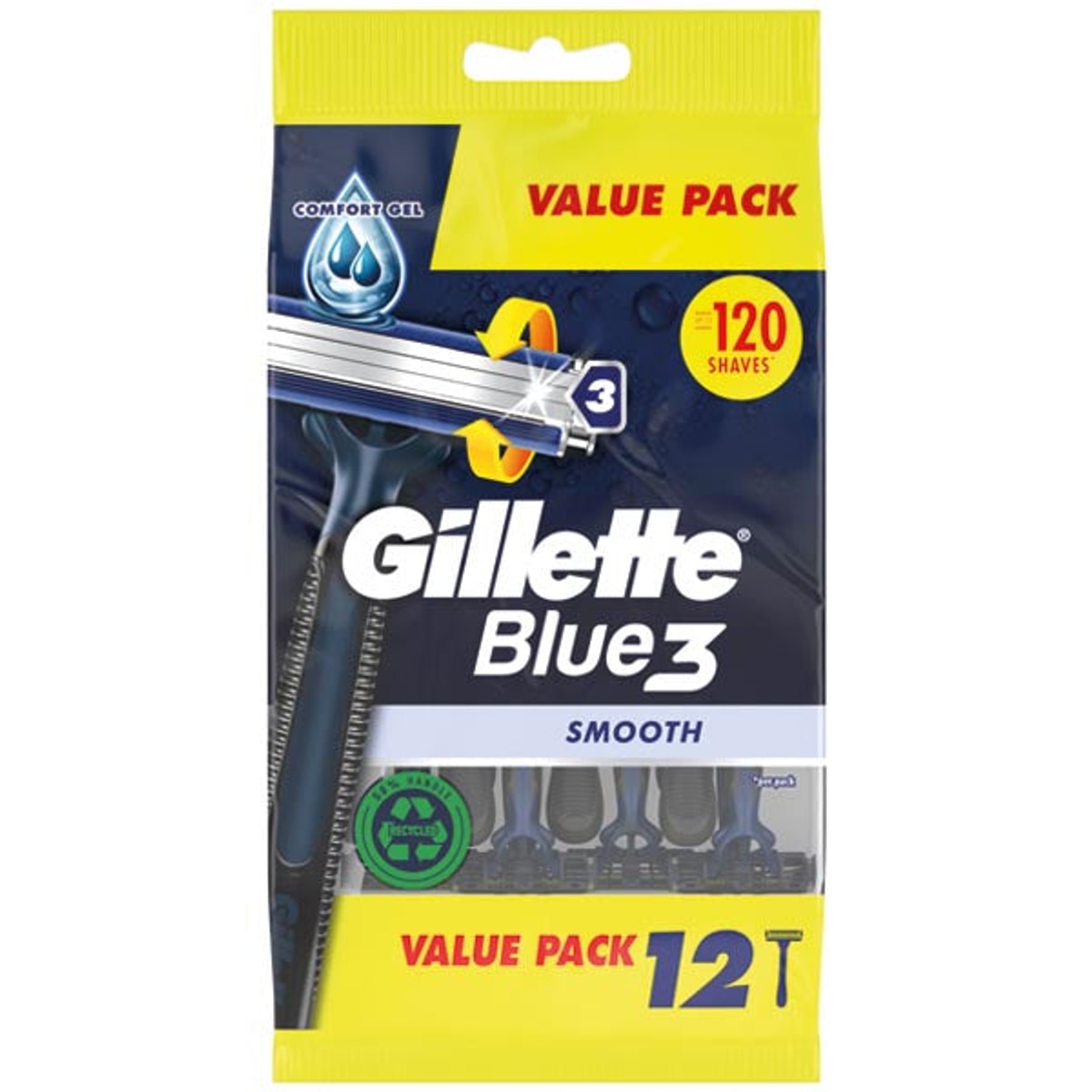 Rasoirs jetables Gillette Blue3, paquet de 12