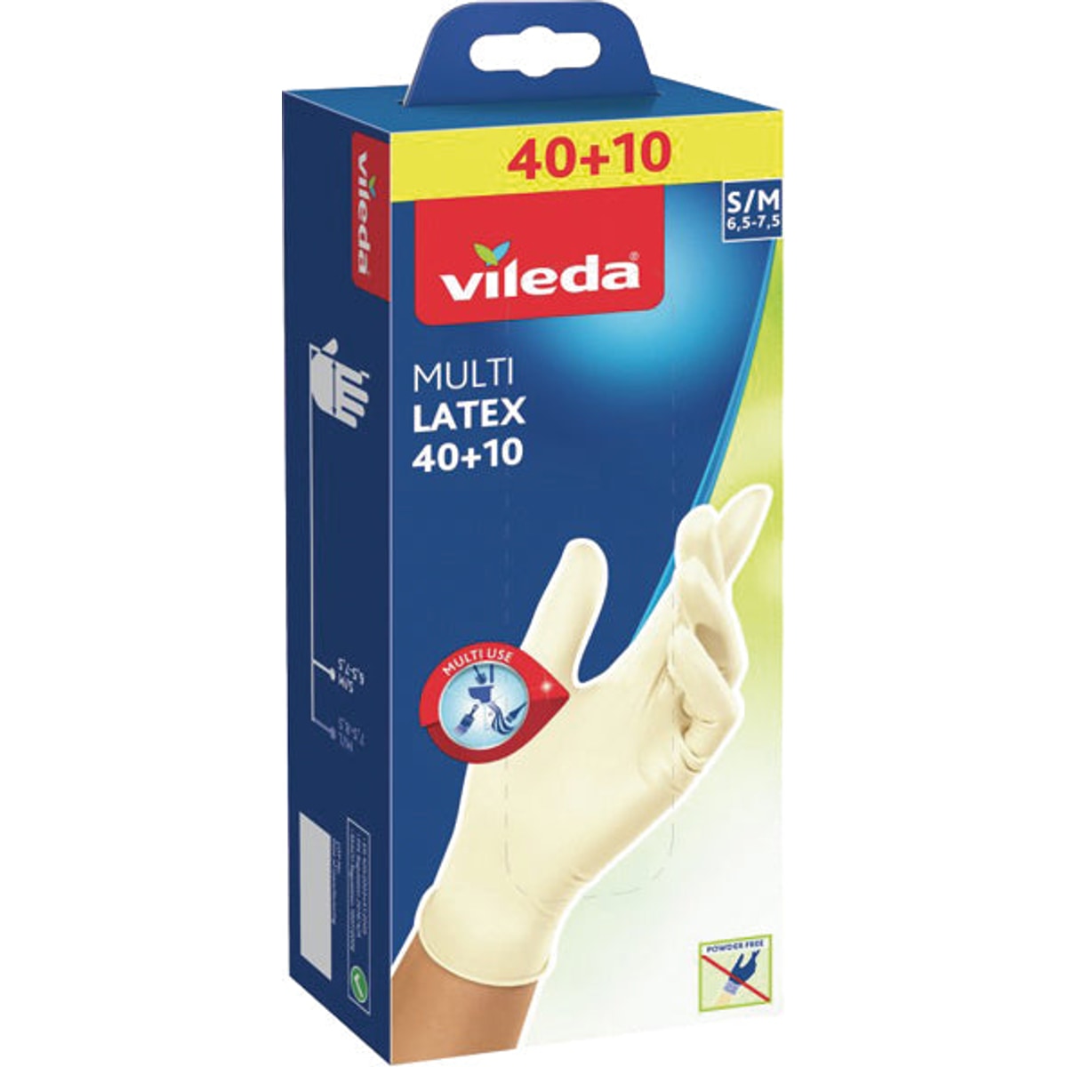 Gants jetables Vileda en latex multi-usages, 40+10, tailles S/M