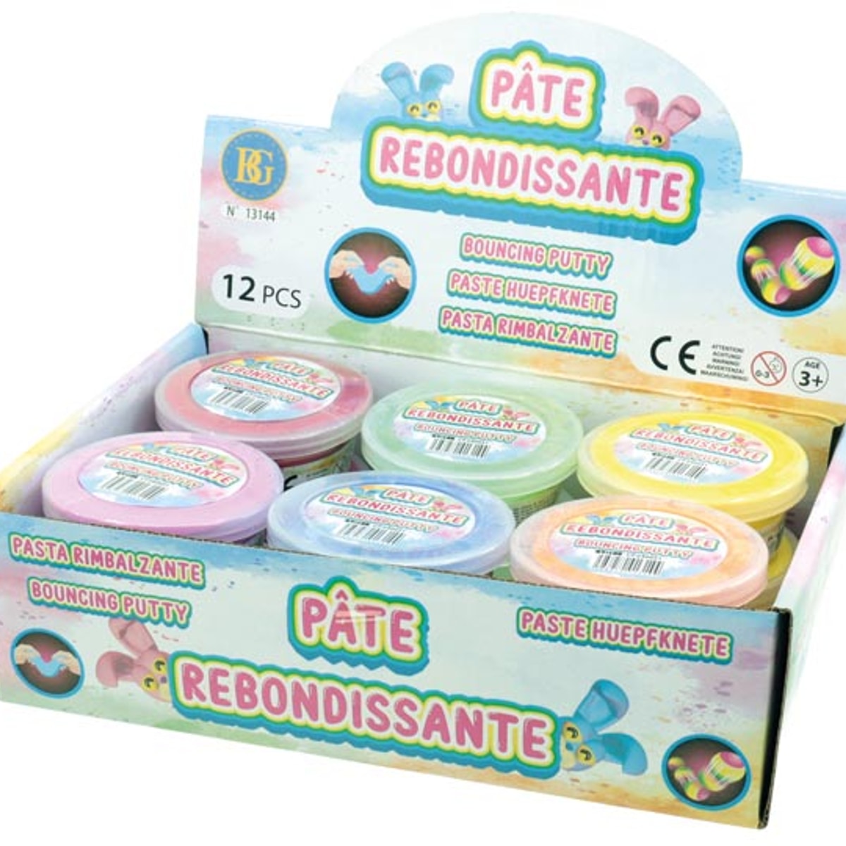 Pâte à modeler printanière, 20 g, 6 couleurs assorties, présentée en boîte de 12 pièces