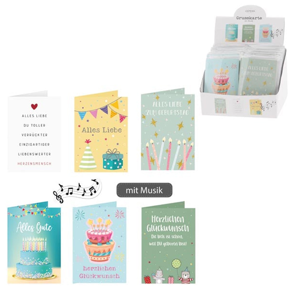 Carte cadeau d'anniversaire avec musique, format A6, papier