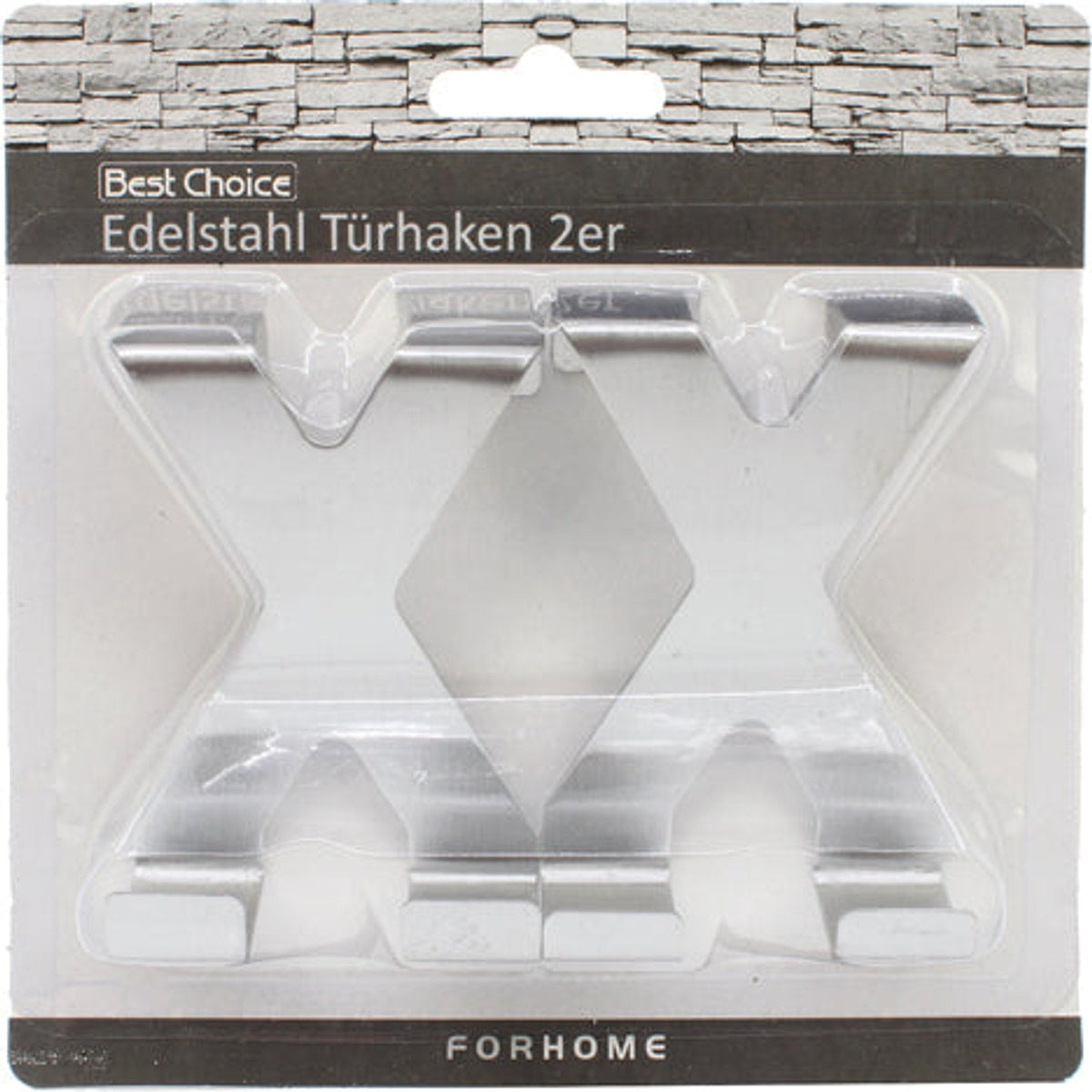 Crochets de porte en acier inoxydable, lot de 2, 7 x 5 cm, en forme de X, sur carte