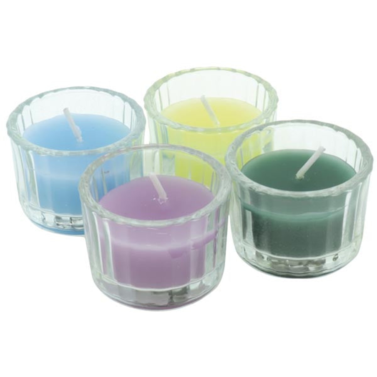 Bougeoir en verre texturé avec cire colorée, 5,5 x 5,5 x 4 cm