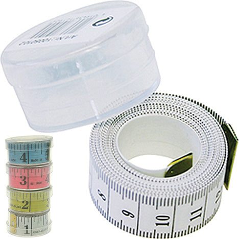 Mètre ruban coloré de 150 cm dans une boîte transparente 5 x 2 cm