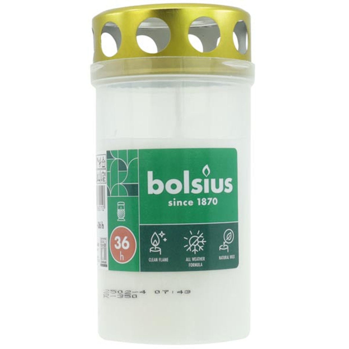 Brûleur de bougie funéraire n° 3 blanc avec couvercle doré 11 x 5,5