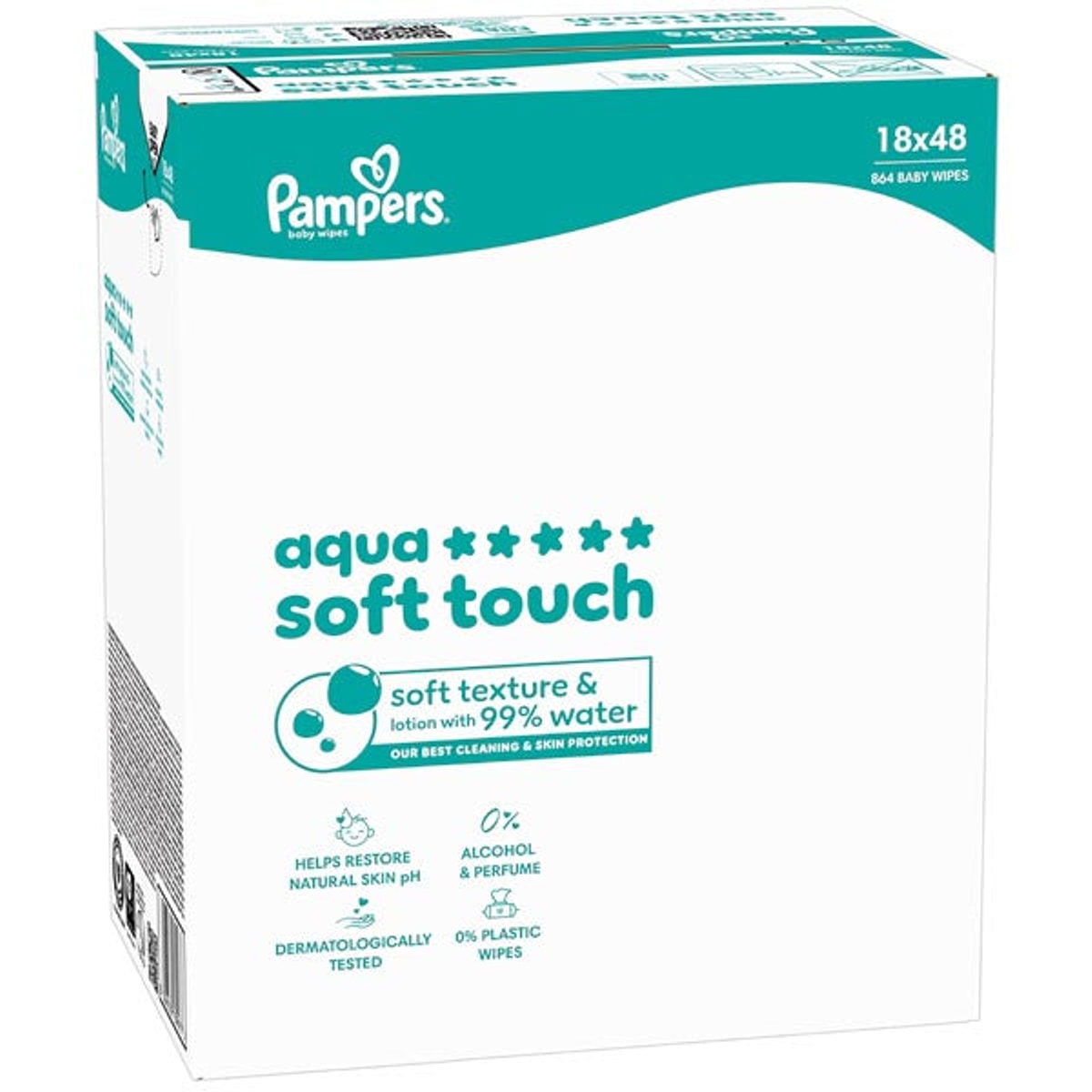 Lingettes pour bébé Pampers Aqua Soft Touch 18 x 48