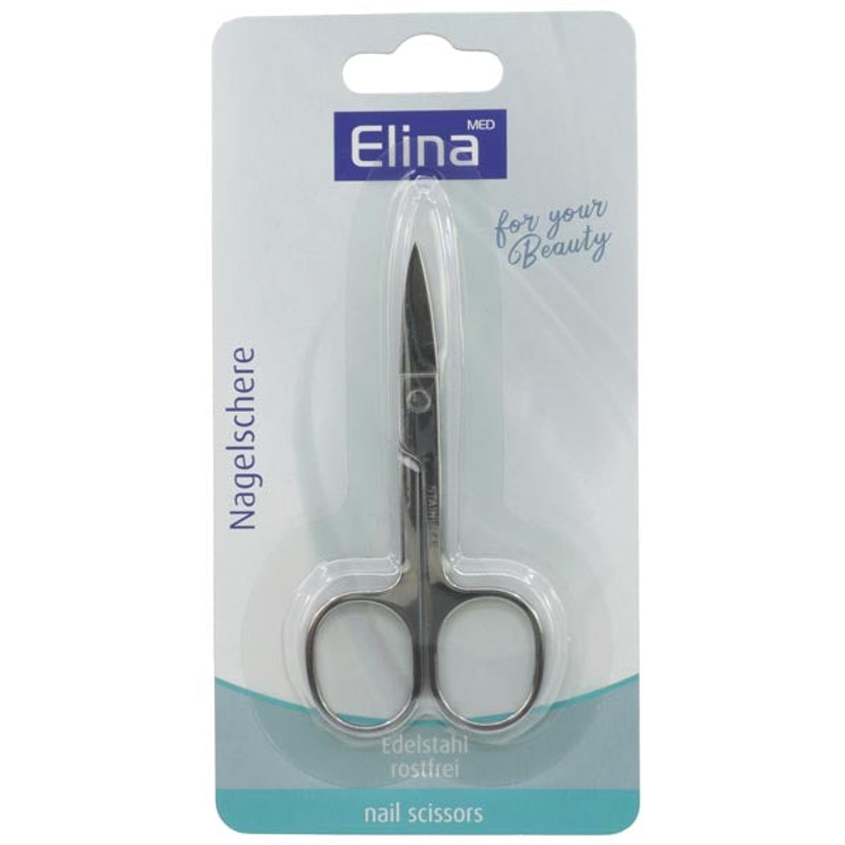 Ciseaux à ongles Elina en acier inoxydable sur carte, 9 cm
