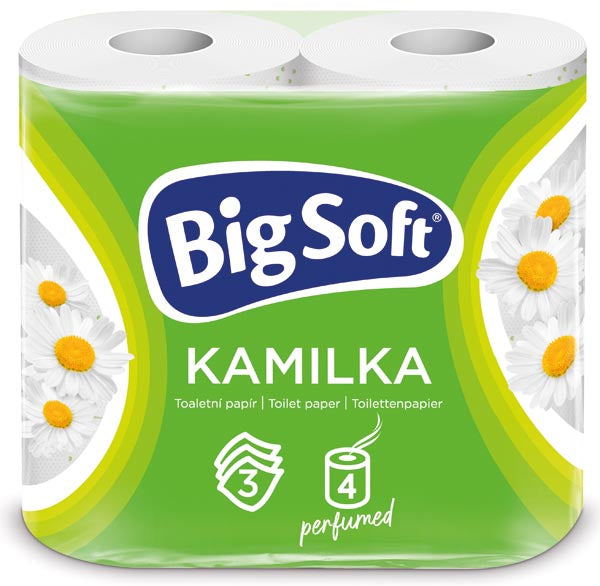 Papier toilette grand format et doux, 3 plis. 4 paquets de 160 feuilles. Kamilka
