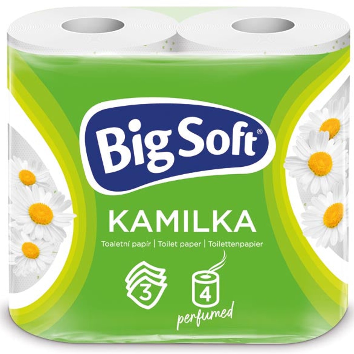 Papier toilette grand format et doux, 3 plis. 4 paquets de 160 feuilles. Kamilka