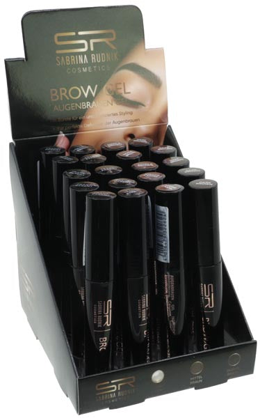 Gel cosmétique pour sourcils, 3 couleurs assorties, présenté dans un étui